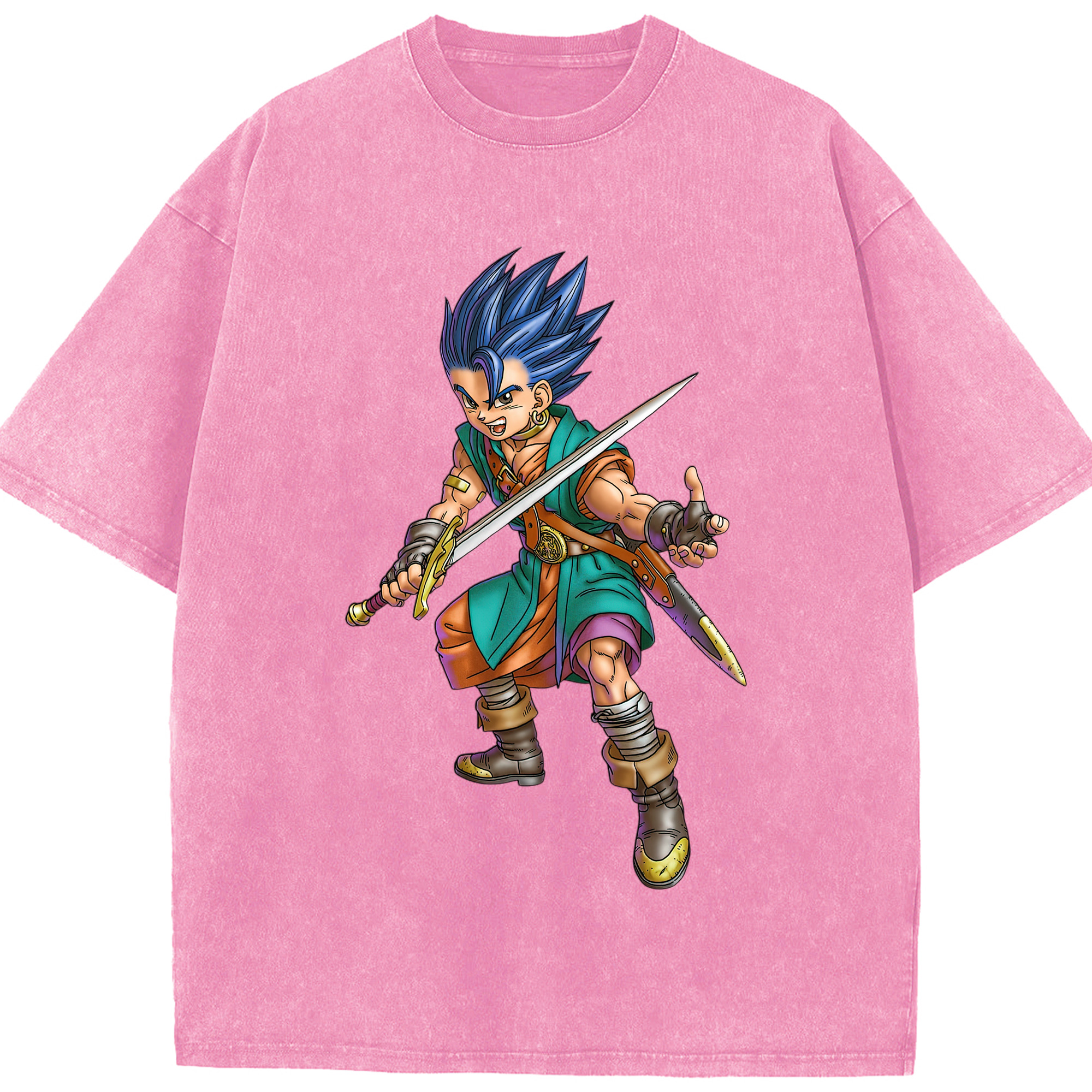 （画像用） ドラゴンクエスト Doragon Kuesuto Dragon Quest 綿100% ヴィンテージ風 半袖Tシャツ（フロントプリント）